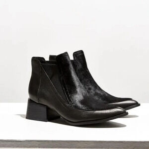 NWOB Sol Sana Rico Pony Hair Leather Heeled Chelsea Ankle Boots Size 36EU 6US